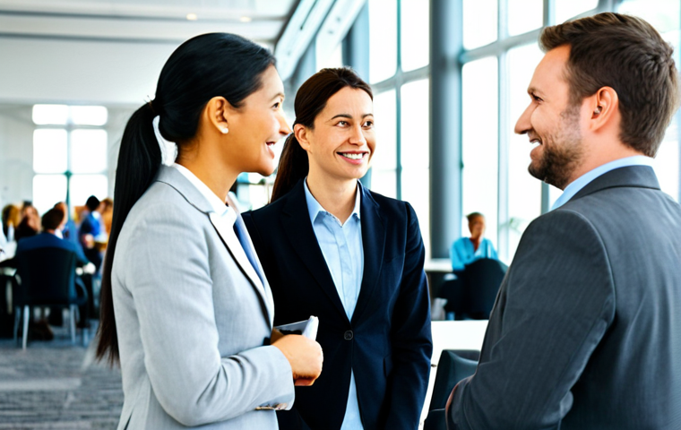 생산관리자 네트워킹 방법 - Conference Networking**

"A professional production manager, fully clothed in business casual attire...