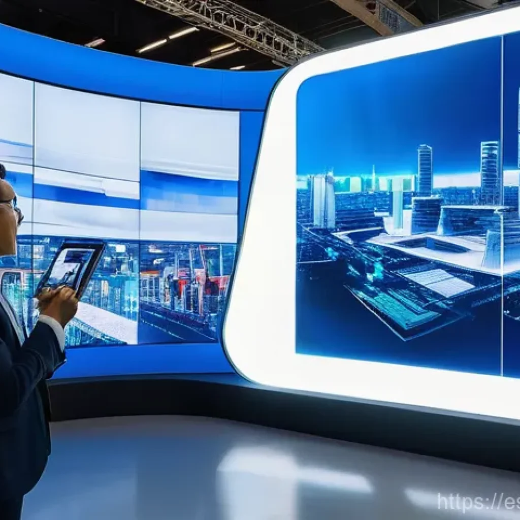 생산관리 실무자를 위한 컨퍼런스 추천 - **Prompt:** A dynamic, wide-angle shot inside a bustling international industrial conference. Divers...