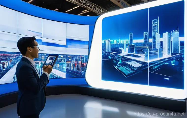 생산관리 실무자를 위한 컨퍼런스 추천 - **Prompt:** A dynamic, wide-angle shot inside a bustling international industrial conference. Divers...